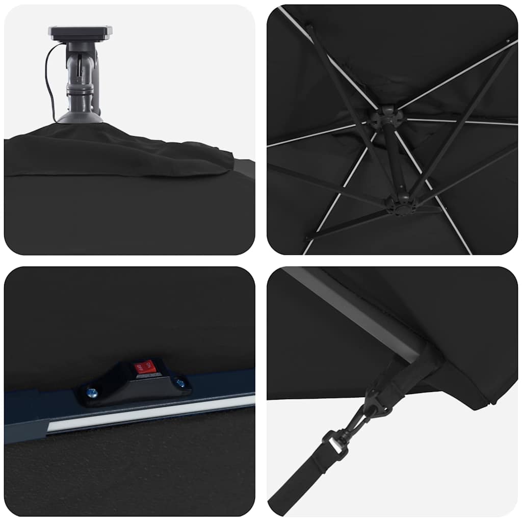 Parasol Zwart 294 x 200 x 270 cm Polyester en Aluminium is nu te koop bij PeponiXL, paradijselijk wonen!
