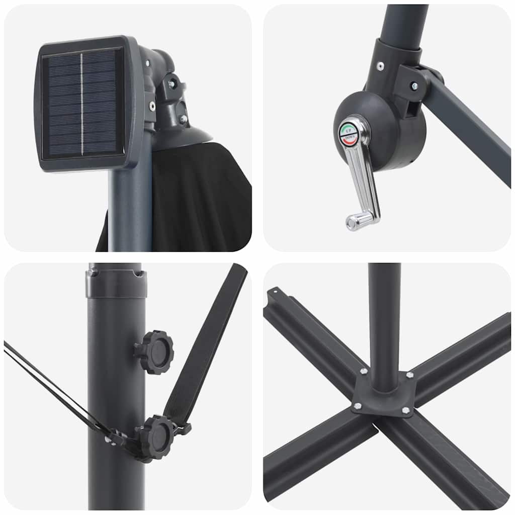 Parasol Zwart 294 x 200 x 270 cm Polyester en Aluminium is nu te koop bij PeponiXL, paradijselijk wonen!