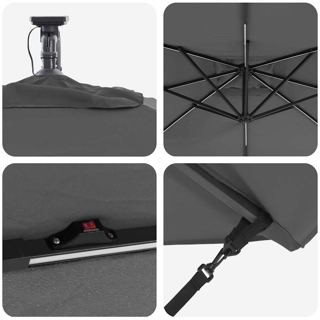 Parasol Antraciet 249 x 249 x 250 cm Polyester en Aluminium is nu te koop bij PeponiXL, paradijselijk wonen!