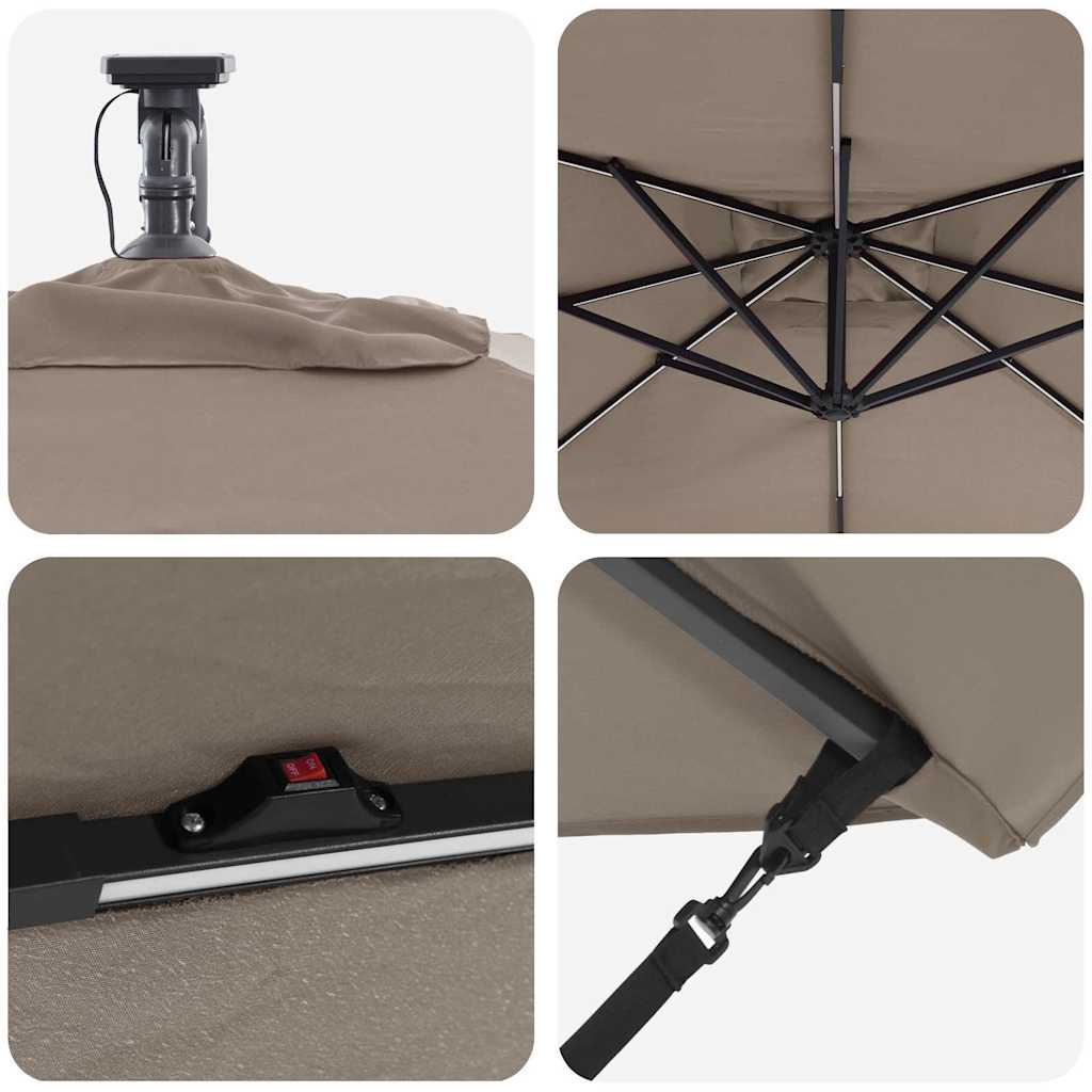 Parasol Taupe 249 x 249 x 250 cm Polyester en Aluminium is nu te koop bij PeponiXL, paradijselijk wonen!