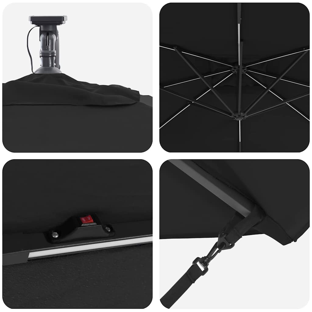 Parasol Zwart 249 x 249 x 250 cm Polyester en Aluminium is nu te koop bij PeponiXL, paradijselijk wonen!
