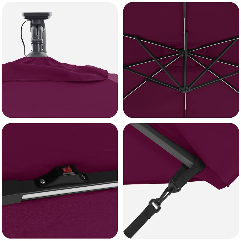 Parasol Bordeaux Rood 249 x 249 x 250 cm Polyester en Aluminium is nu te koop bij PeponiXL, paradijselijk wonen!