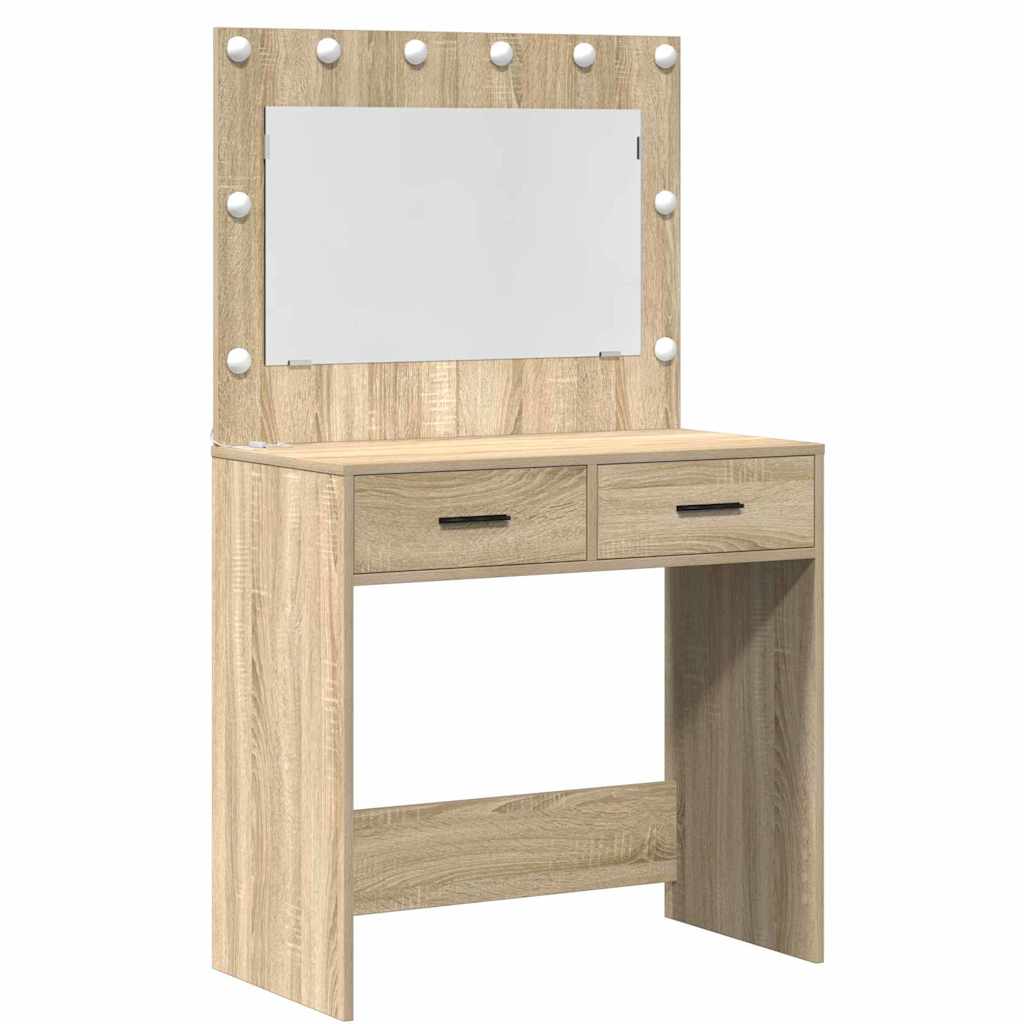 Plafondtafel met spiegellichten 3 pcs Sonoma Eiken Bewerkt hout is nu te koop bij PeponiXL, paradijselijk wonen!