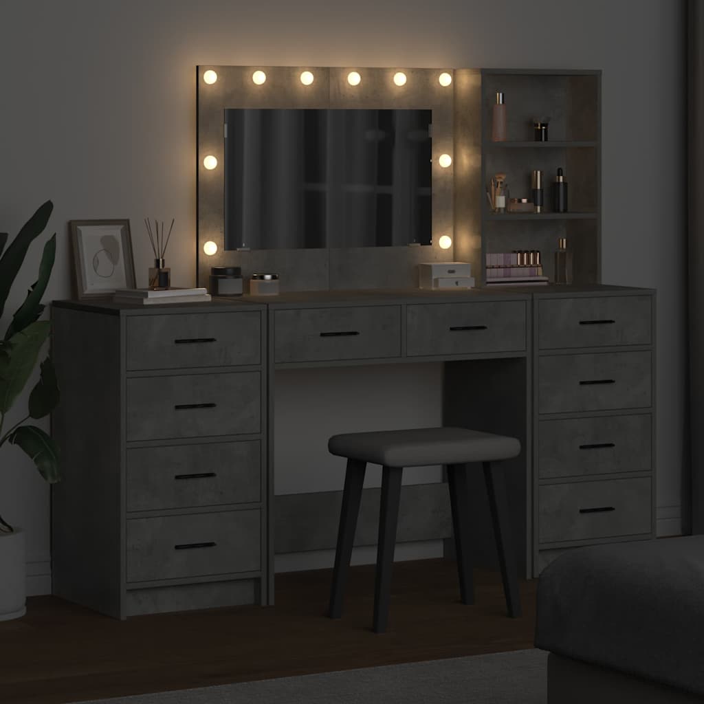 Plafondtafel met spiegellichten 3 pcs Beton Grijs Bewerkt hout is nu te koop bij PeponiXL, paradijselijk wonen!