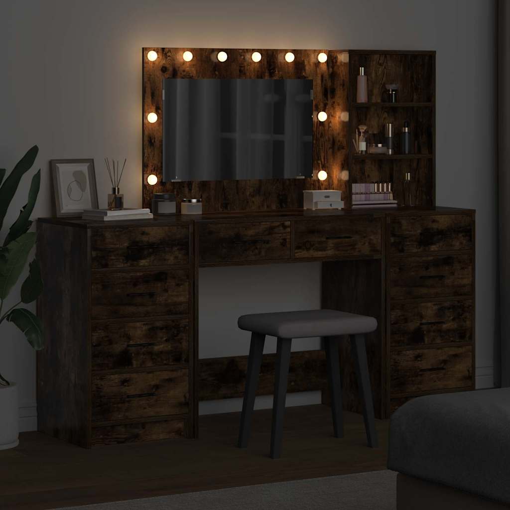 Plafondtafel met lade 3 pcs Gerookt eiken Bewerkt hout is nu te koop bij PeponiXL, paradijselijk wonen!