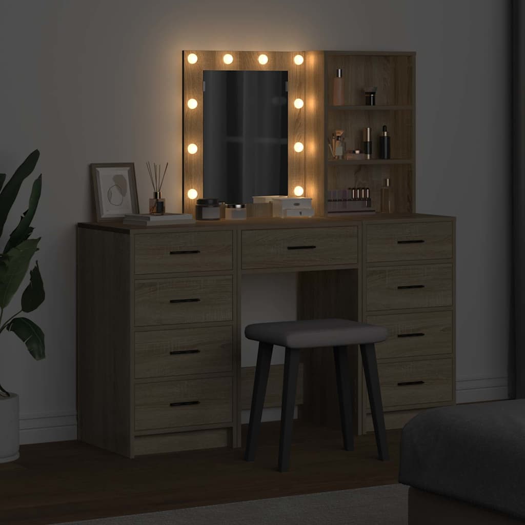 Plafondtafel met spiegellichten 3 pcs Bruin Bewerkt hout is nu te koop bij PeponiXL, paradijselijk wonen!