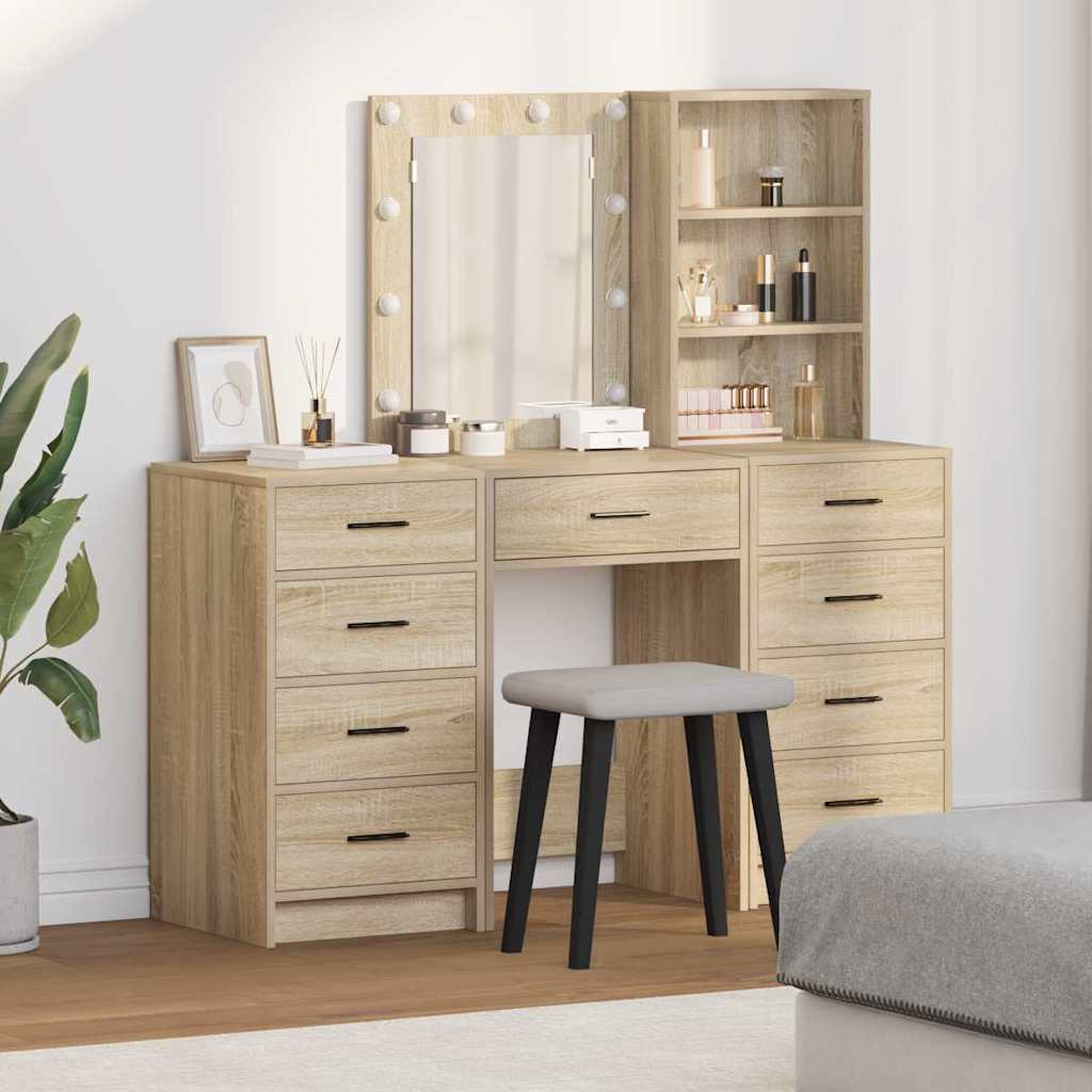 Plafondtafel met spiegellichten 3 pcs Bruin Bewerkt hout is nu te koop bij PeponiXL, paradijselijk wonen!