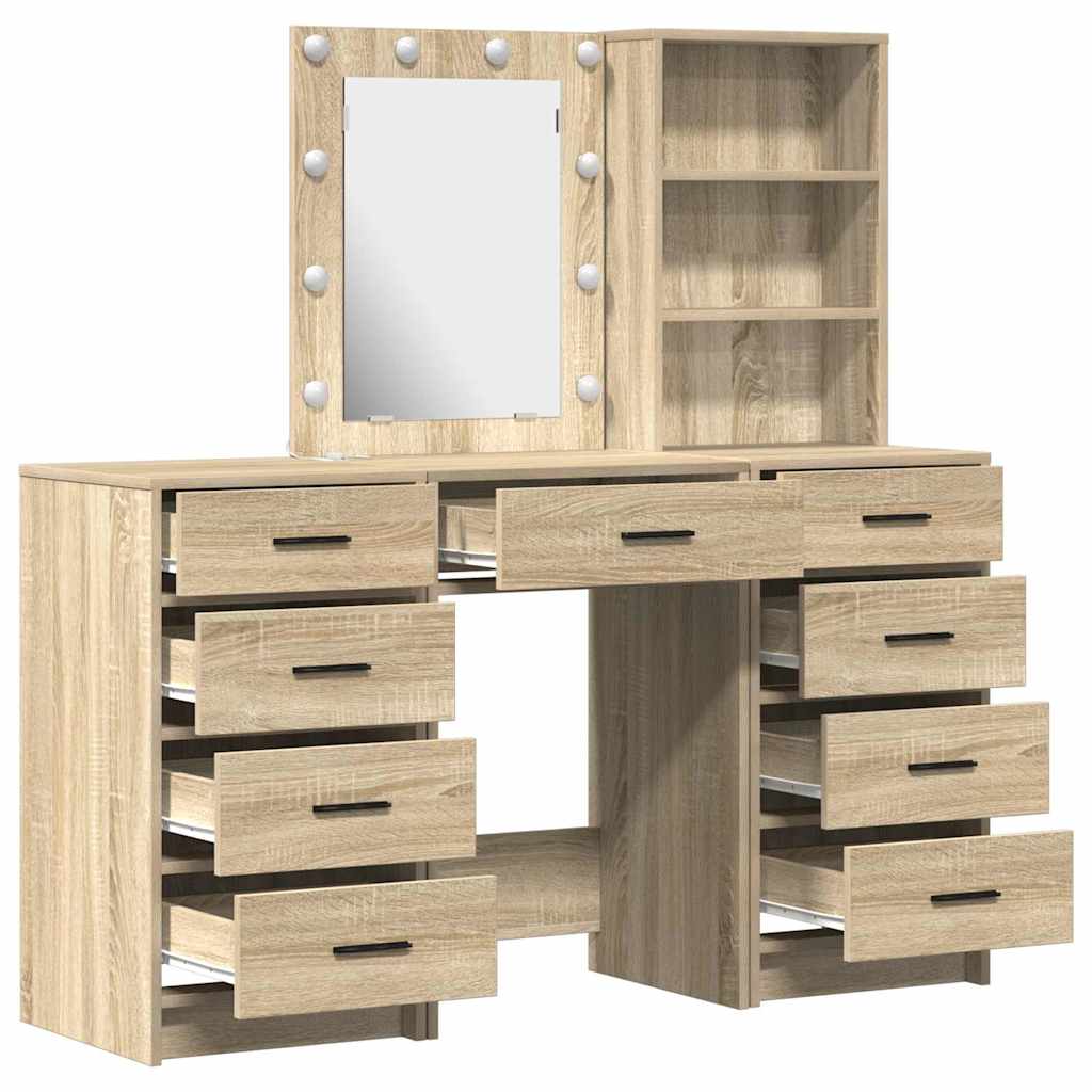 Plafondtafel met spiegellichten 3 pcs Bruin Bewerkt hout is nu te koop bij PeponiXL, paradijselijk wonen!