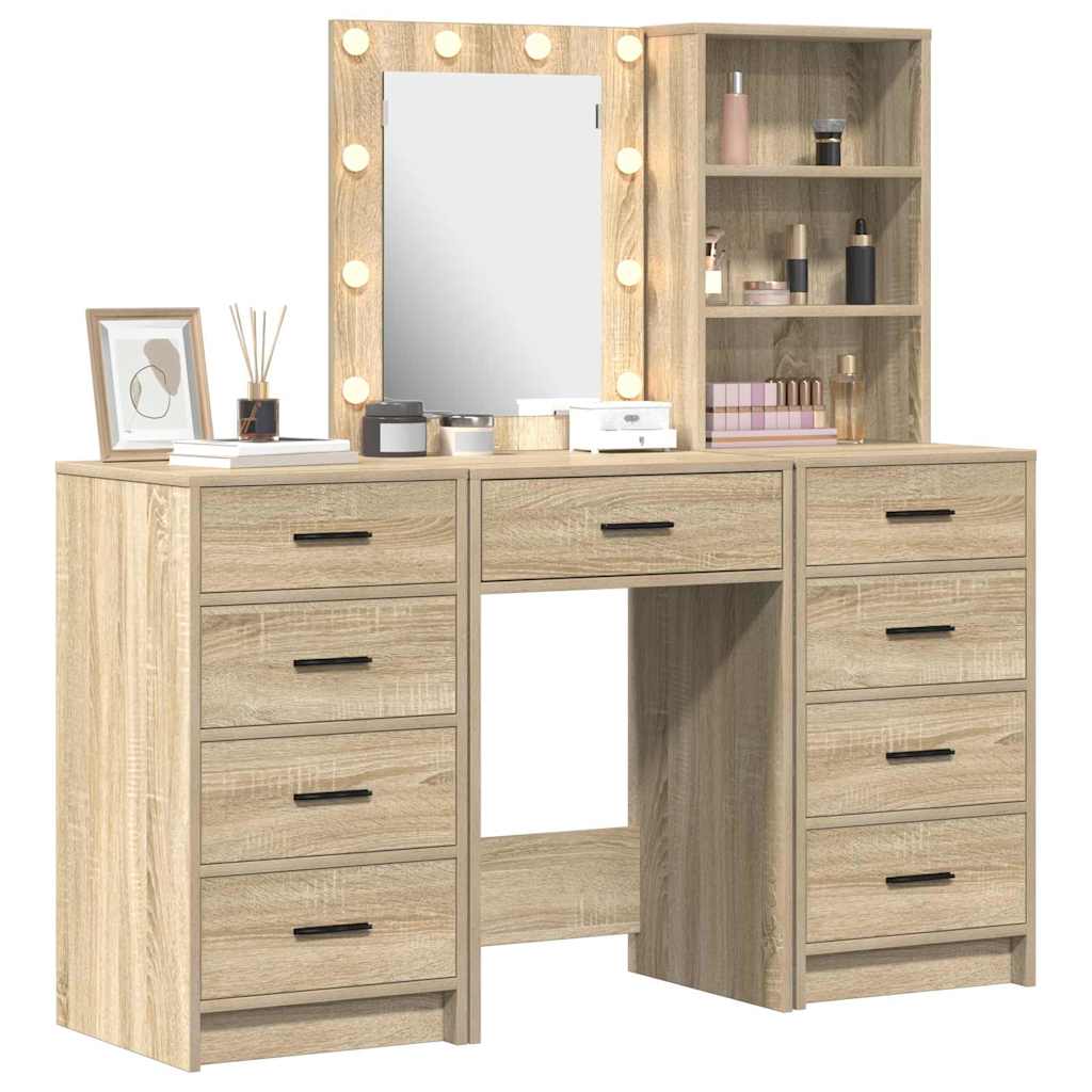 Plafondtafel met spiegellichten 3 pcs Bruin Bewerkt hout is nu te koop bij PeponiXL, paradijselijk wonen!
