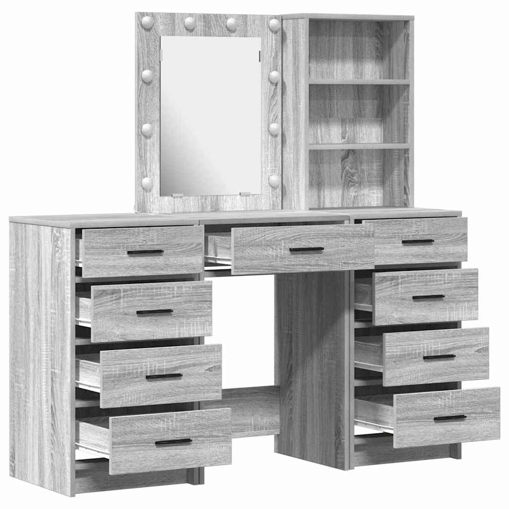 Plafondtafel met lade 3 pcs Grijs 40 x 41 x 135 cm Bewerkt hout is nu te koop bij PeponiXL, paradijselijk wonen!