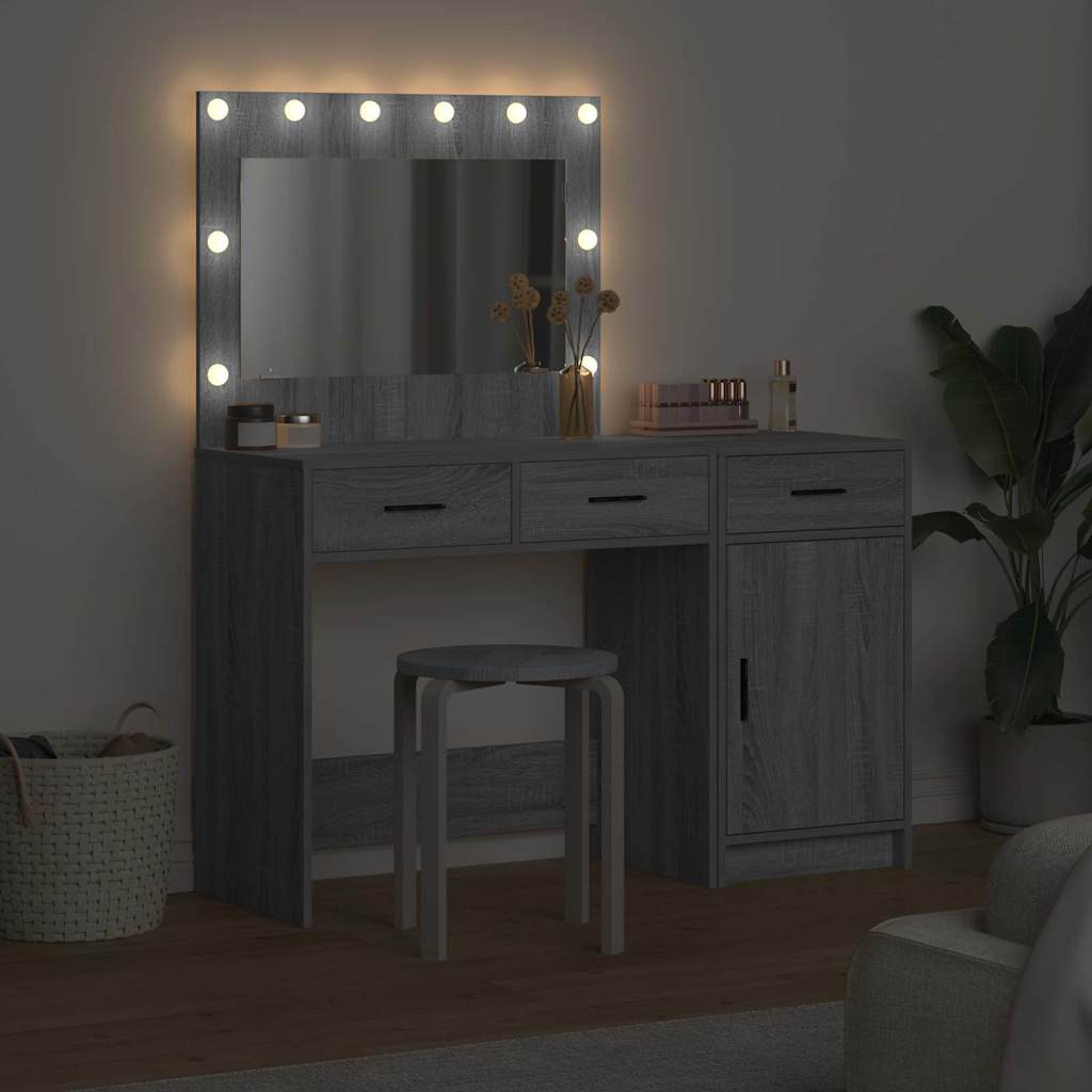 Plafondtafel met spiegellichten 2 pcs Grijs Bewerkt hout is nu te koop bij PeponiXL, paradijselijk wonen!