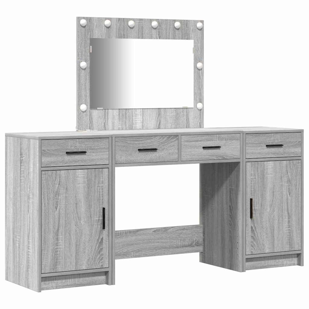 Plafondtafel met spiegellichten 3 pcs Grijs Bewerkt hout is nu te koop bij PeponiXL, paradijselijk wonen!