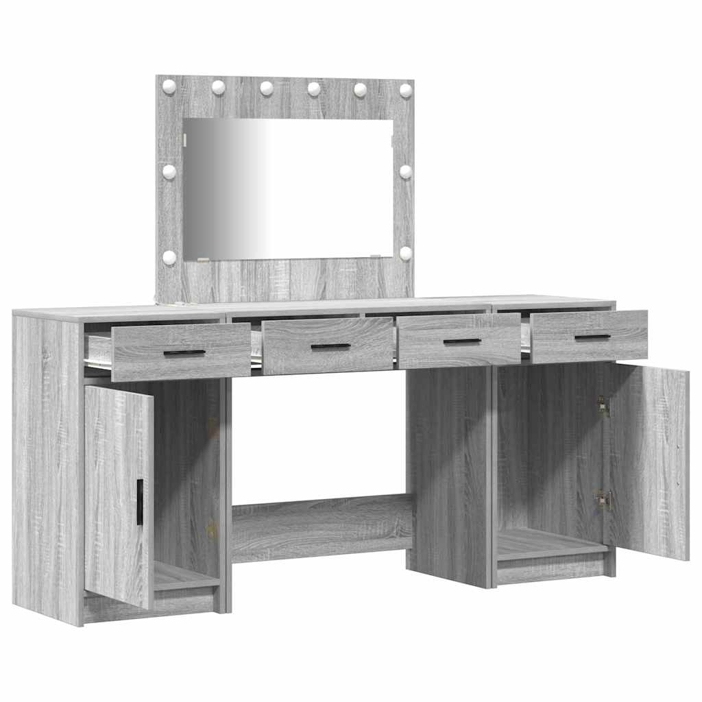 Plafondtafel met spiegellichten 3 pcs Grijs Bewerkt hout is nu te koop bij PeponiXL, paradijselijk wonen!