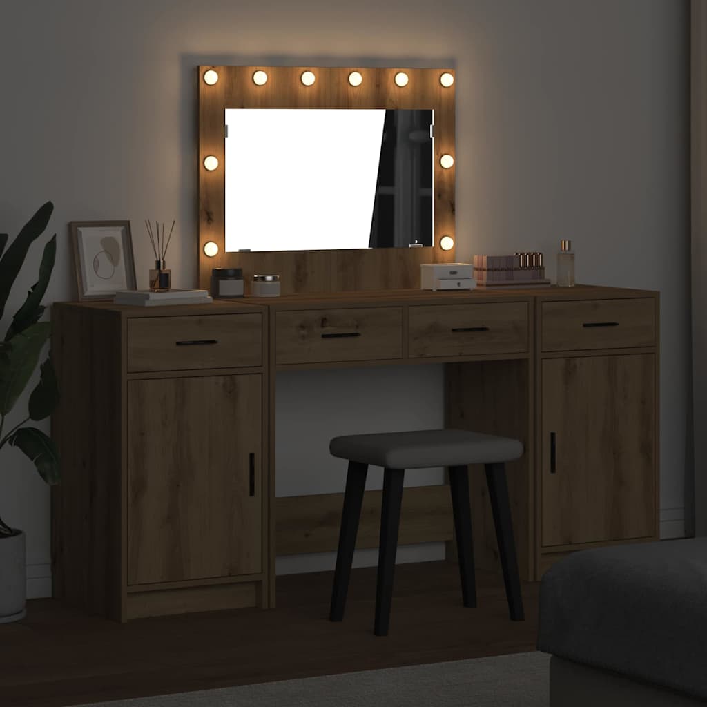 Plafondtafel met spiegellichten 3 pcs Bruin Bewerkt hout is nu te koop bij PeponiXL, paradijselijk wonen!