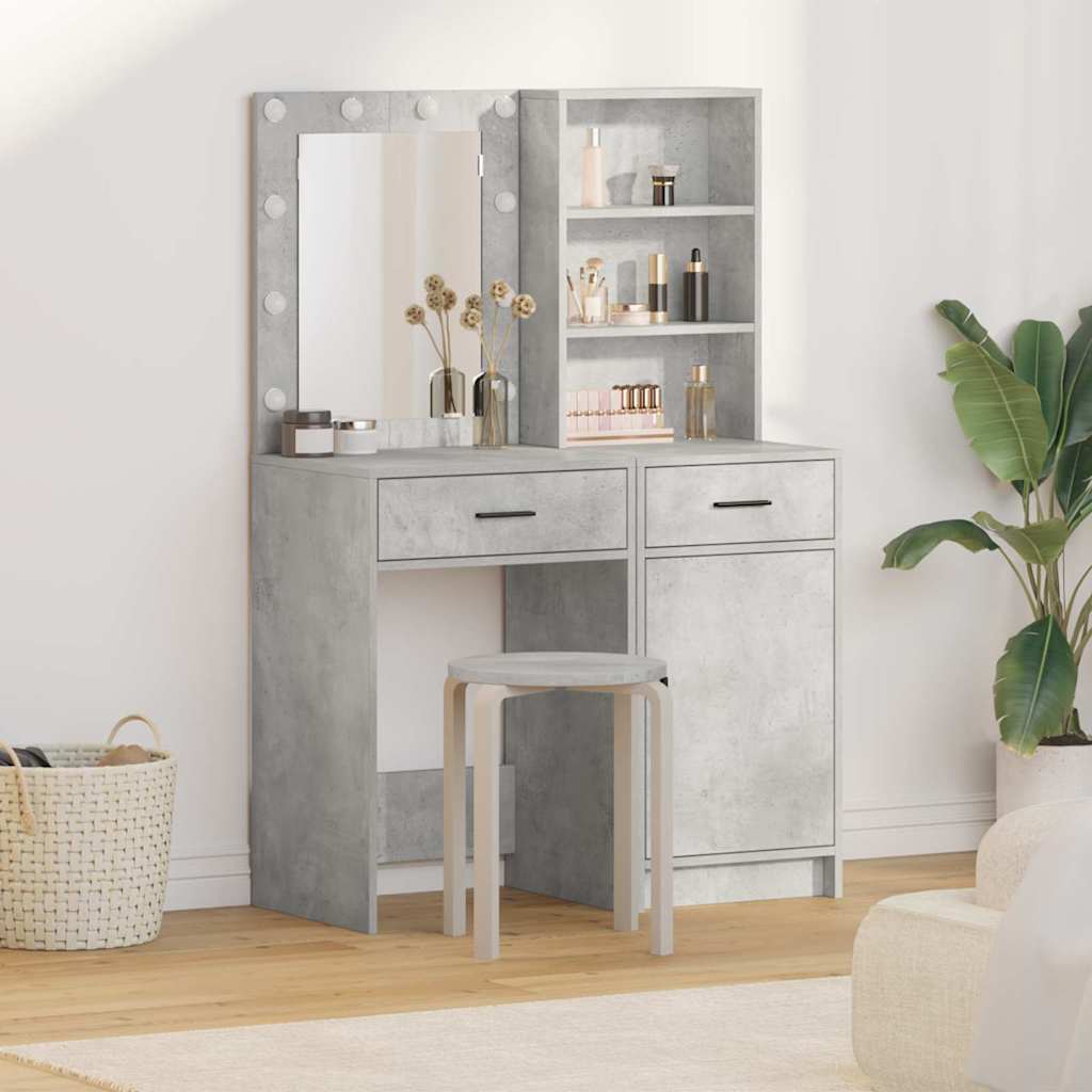 Make-up tafel set met LED 2 pcs Beton Grijs Bewerkt hout is nu te koop bij PeponiXL, paradijselijk wonen!