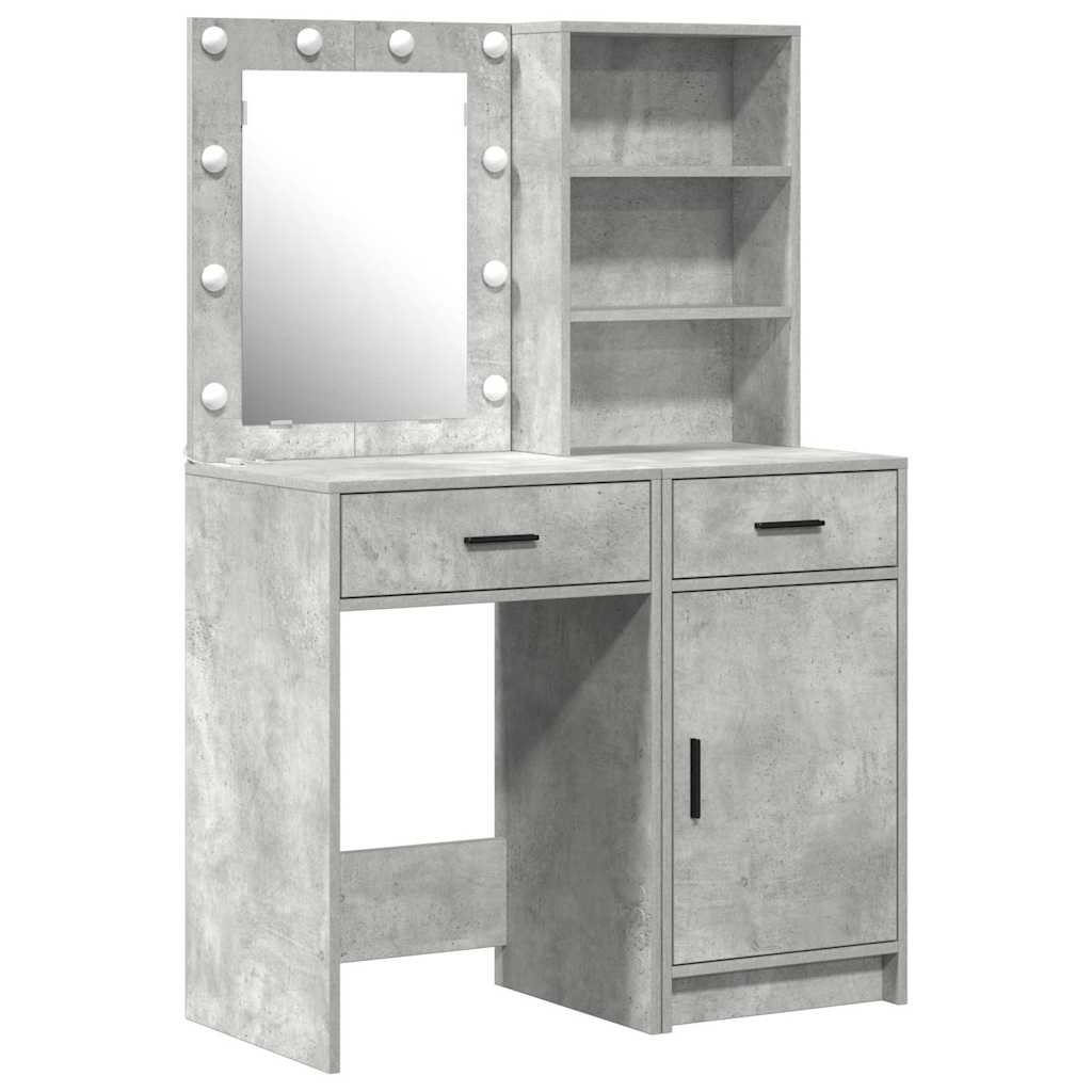 Make-up tafel set met LED 2 pcs Beton Grijs Bewerkt hout is nu te koop bij PeponiXL, paradijselijk wonen!