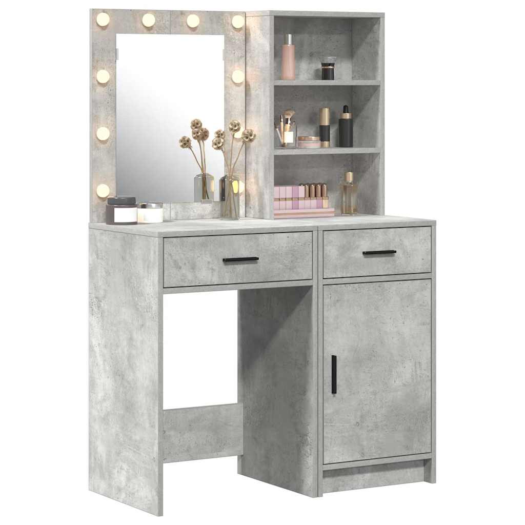 Make-up tafel set met LED 2 pcs Beton Grijs Bewerkt hout is nu te koop bij PeponiXL, paradijselijk wonen!