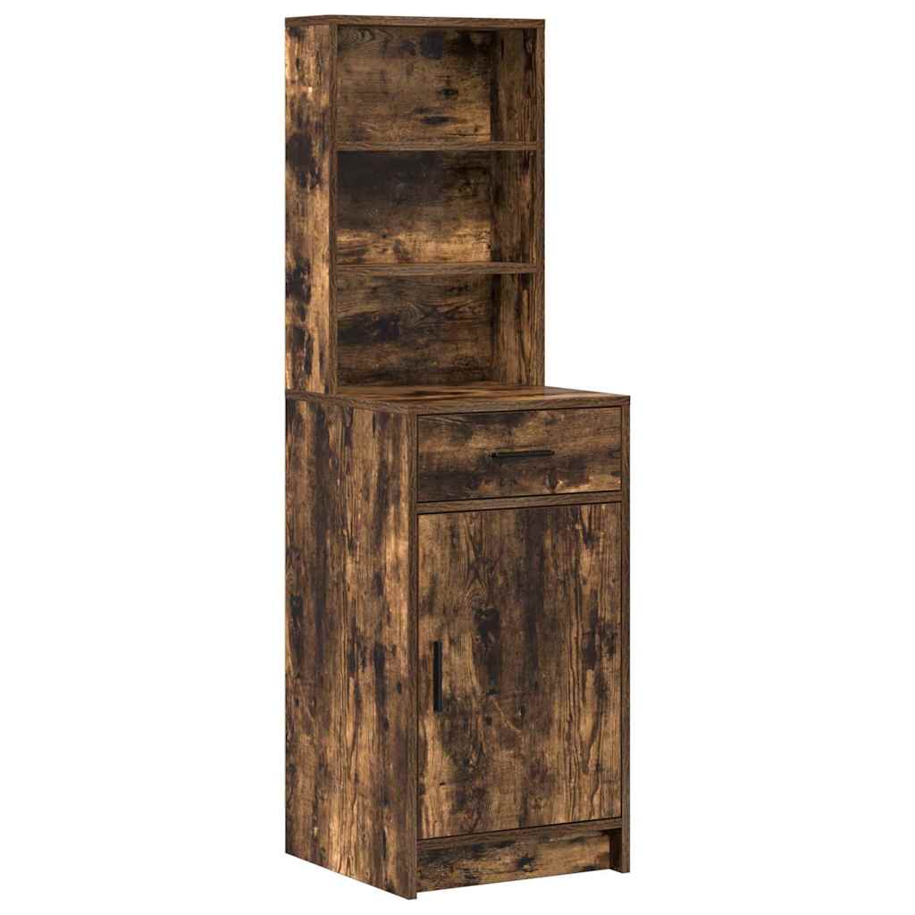 Make-up tafel set met LED 2 pcs Gerookt eiken Bewerkt hout is nu te koop bij PeponiXL, paradijselijk wonen!