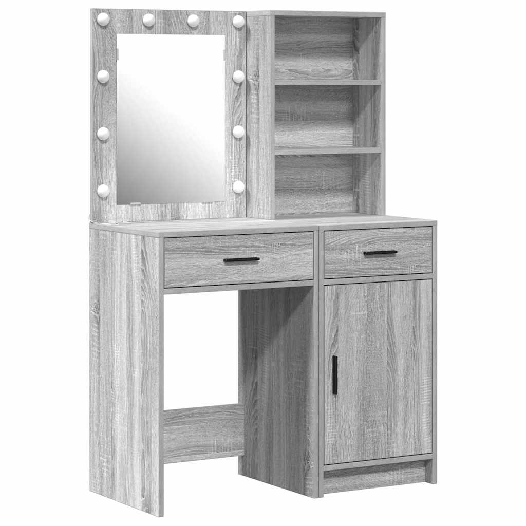 Make-up tafel set met LED 2 pcs Grijs Sonoma Bewerkt hout is nu te koop bij PeponiXL, paradijselijk wonen!