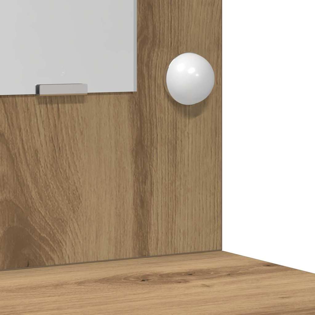 Toilettafel Set 3 pcs artisanaal eikenkleurig Bewerkt hout is nu te koop bij PeponiXL, paradijselijk wonen!