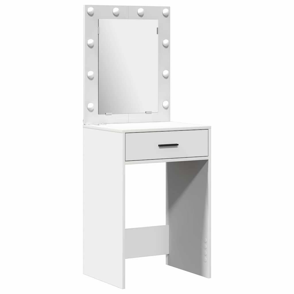 Toilettafel Set met LED -striplichten 3 pcs Wit Bewerkt hout is nu te koop bij PeponiXL, paradijselijk wonen!