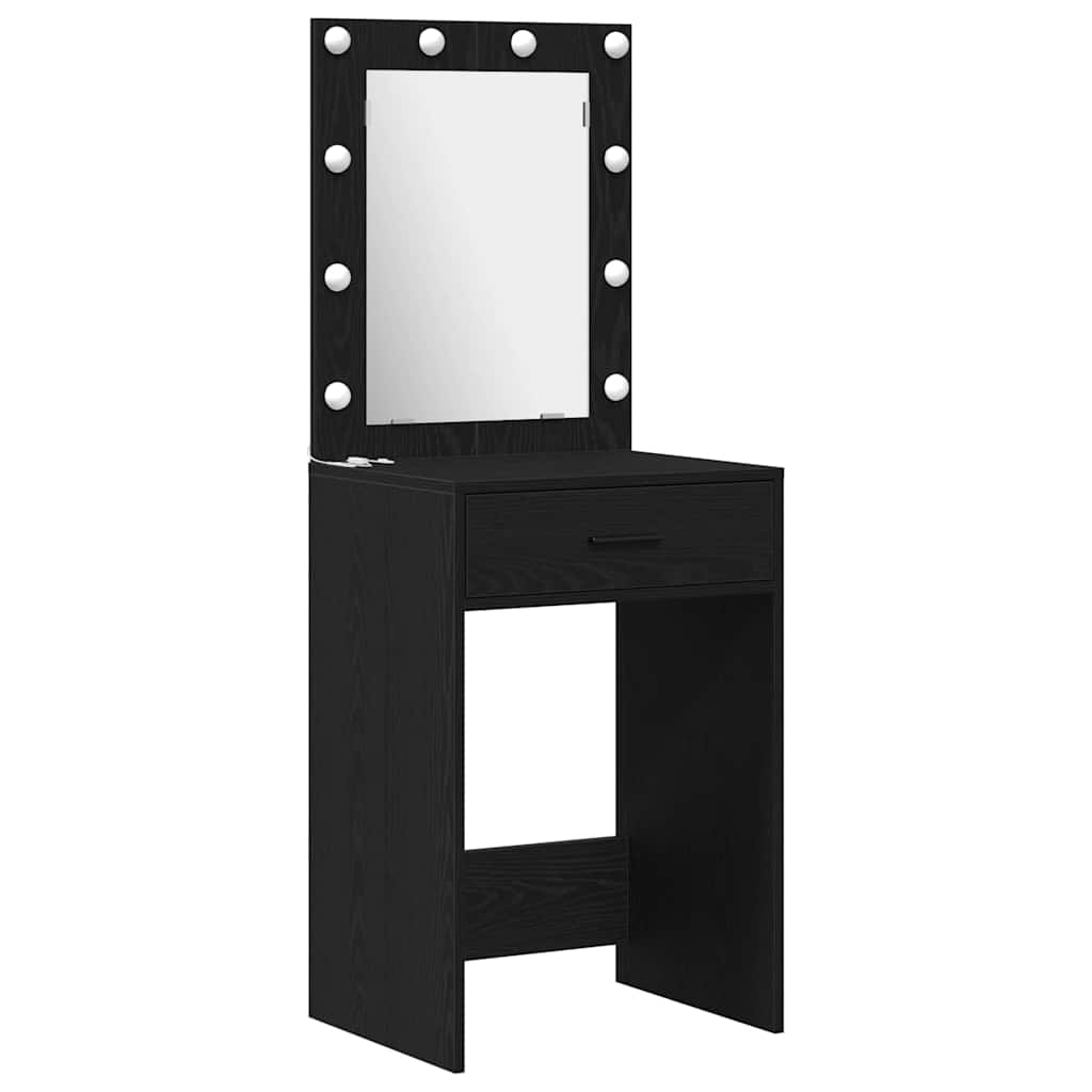 Make-up tafel set met LED 3 pcs Zwart Eiken Bewerkt hout is nu te koop bij PeponiXL, paradijselijk wonen!