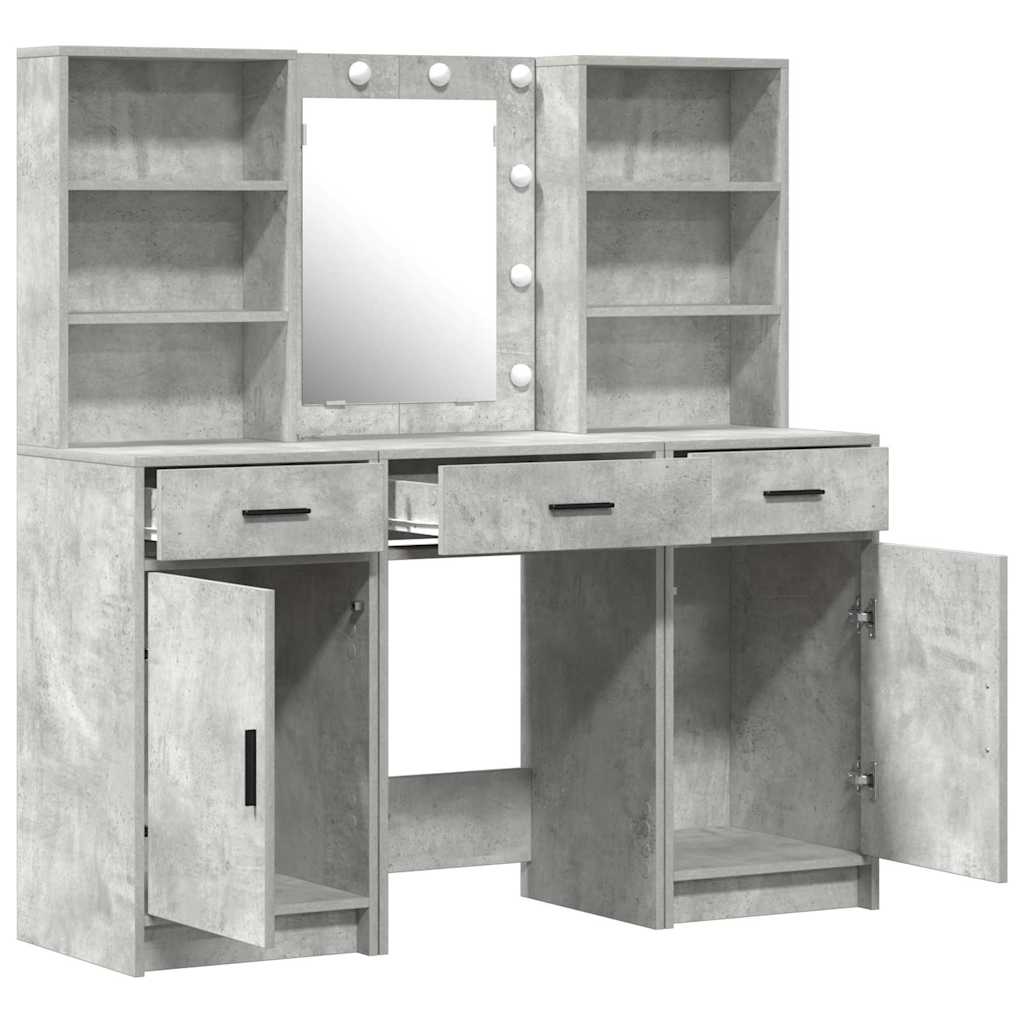 Toilettafel Set met lade 3 pcs Beton Grijs Bewerkt hout is nu te koop bij PeponiXL, paradijselijk wonen!
