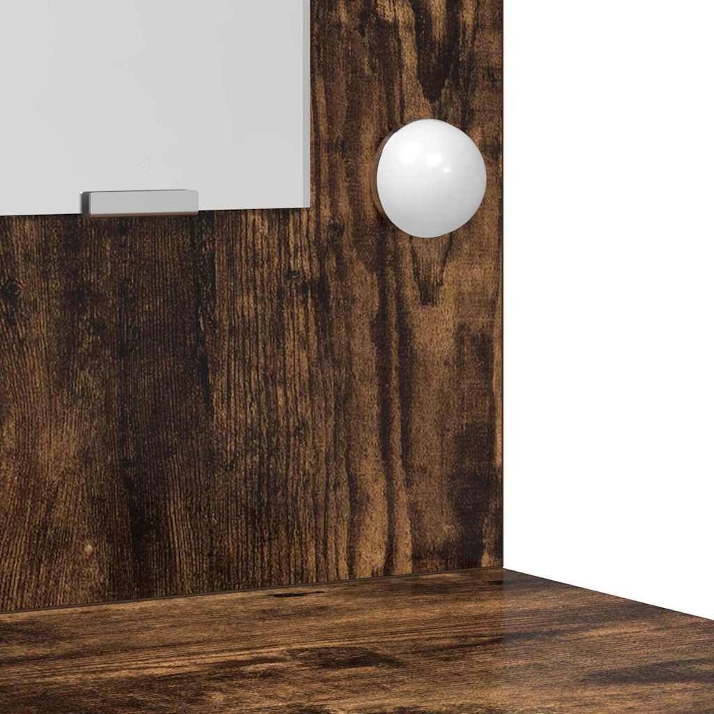 Make-up tafel set met LED 3 pcs Gerookt eiken Bewerkt hout is nu te koop bij PeponiXL, paradijselijk wonen!