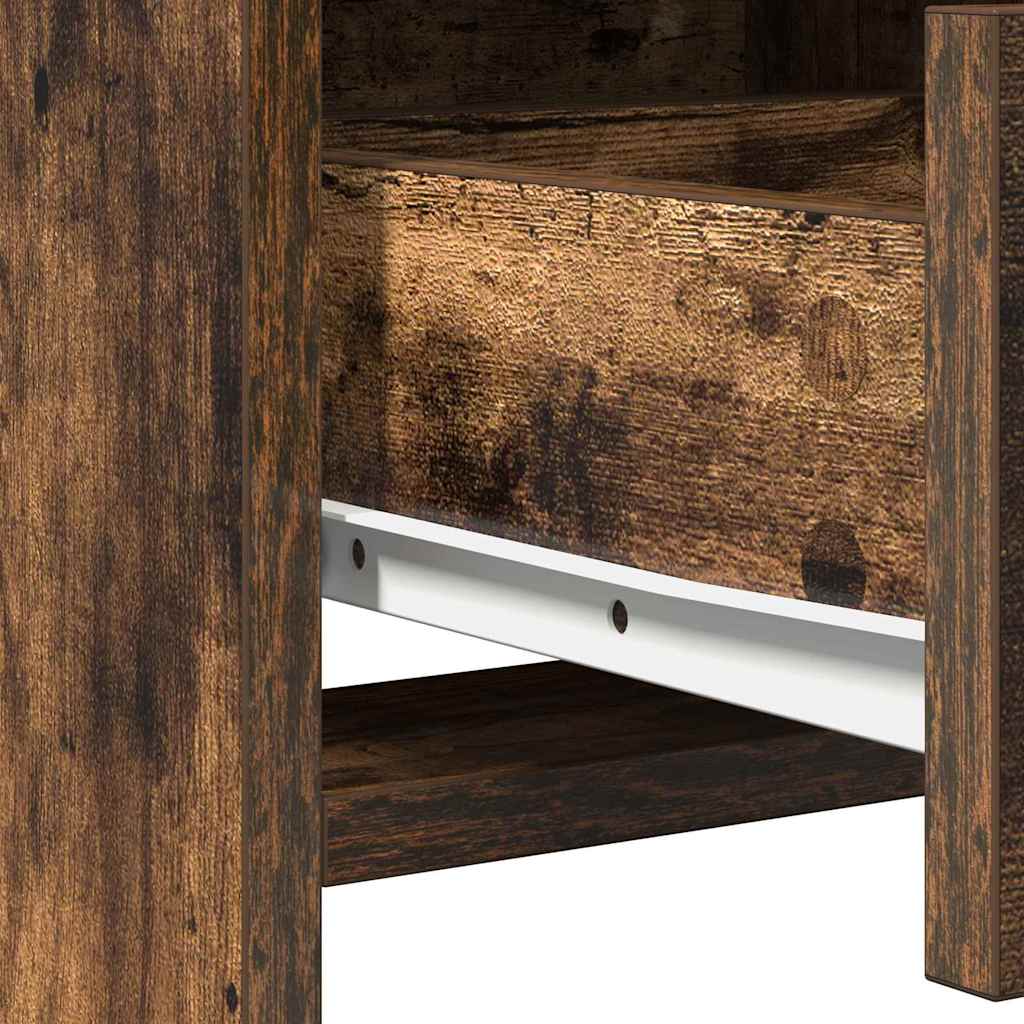 Make-up tafel set met LED 3 pcs Gerookt eiken Bewerkt hout is nu te koop bij PeponiXL, paradijselijk wonen!