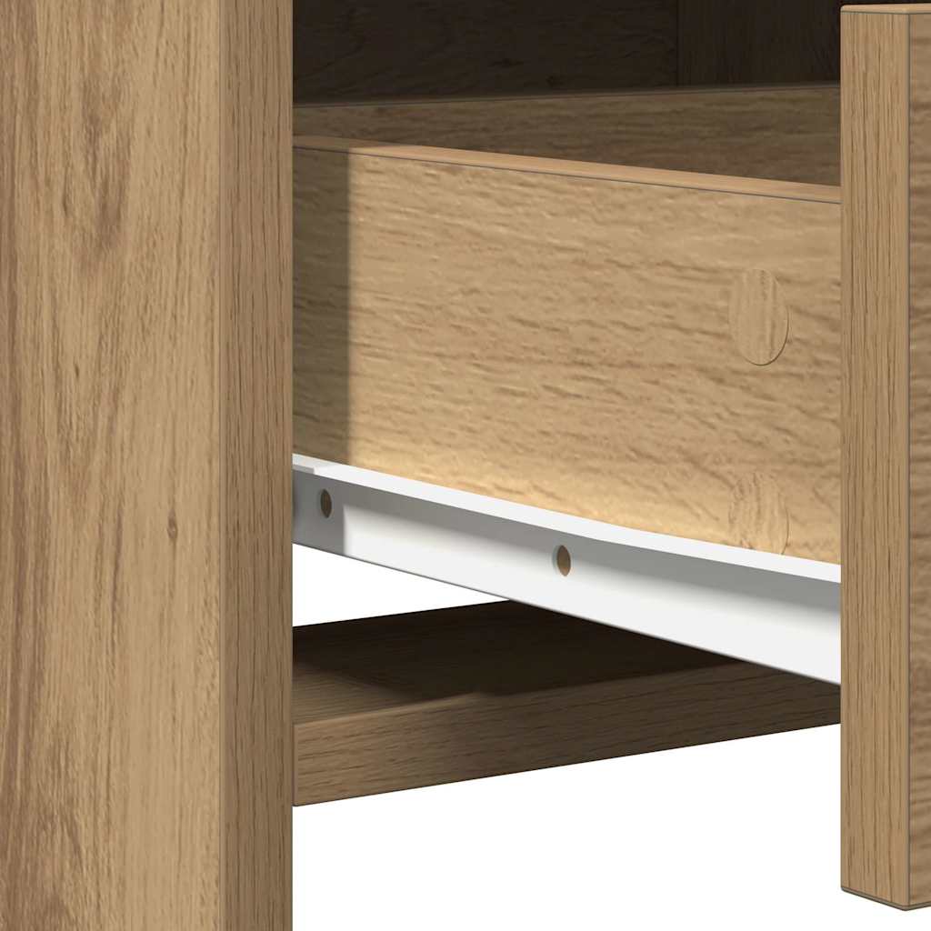 Make-up tafel set met LED 3 pcs Artisan Eiken Bewerkt hout is nu te koop bij PeponiXL, paradijselijk wonen!