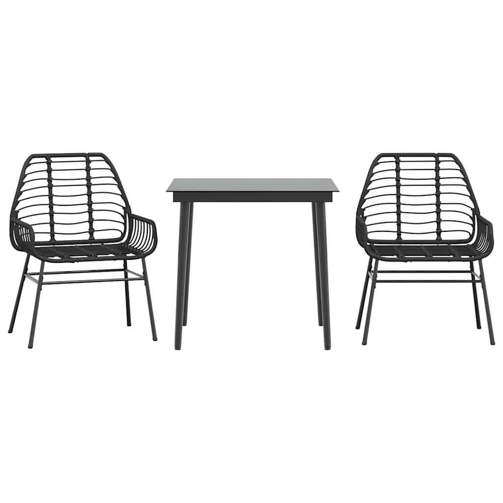 3-delige Tuinset poly rattan glas zwart is nu te koop bij PeponiXL, paradijselijk wonen!