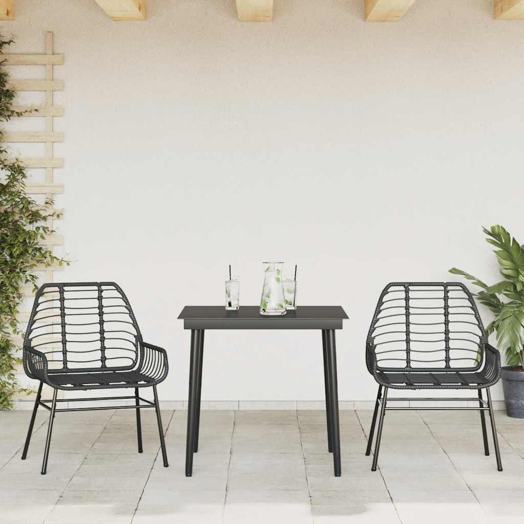 3-delige Tuinset poly rattan glas zwart is nu te koop bij PeponiXL, paradijselijk wonen!