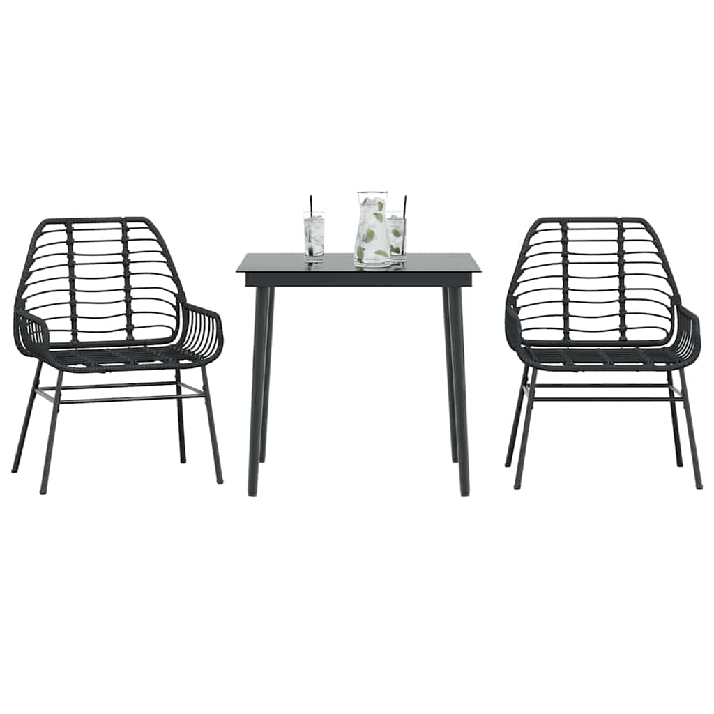 3-delige Tuinset poly rattan glas zwart is nu te koop bij PeponiXL, paradijselijk wonen!