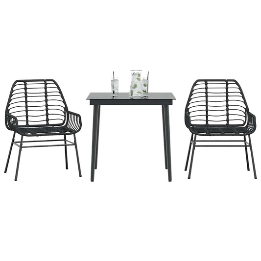 3-delige Tuinset poly rattan glas zwart is nu te koop bij PeponiXL, paradijselijk wonen!