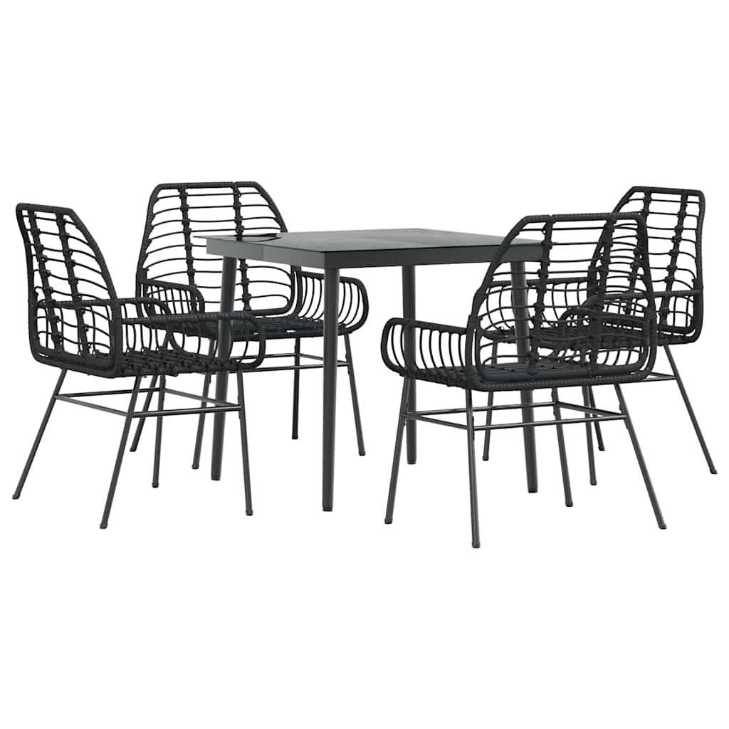 5-delige Tuinset poly rattan glas zwart is nu te koop bij PeponiXL, paradijselijk wonen!