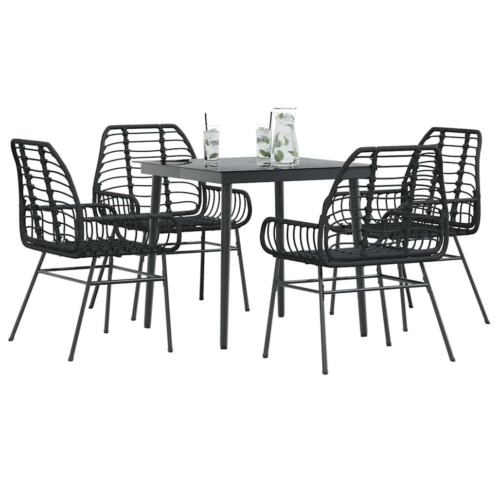 5-delige Tuinset poly rattan glas zwart is nu te koop bij PeponiXL, paradijselijk wonen!