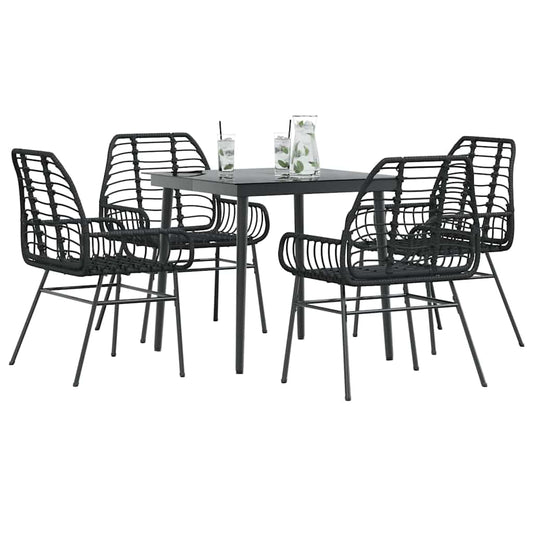 5-delige Tuinset poly rattan glas zwart is nu te koop bij PeponiXL, paradijselijk wonen!