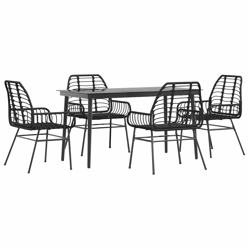 5-delige Tuinset poly rattan glas zwart is nu te koop bij PeponiXL, paradijselijk wonen!