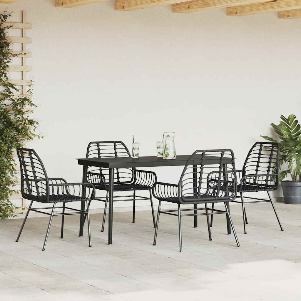 5-delige Tuinset poly rattan glas zwart is nu te koop bij PeponiXL, paradijselijk wonen!