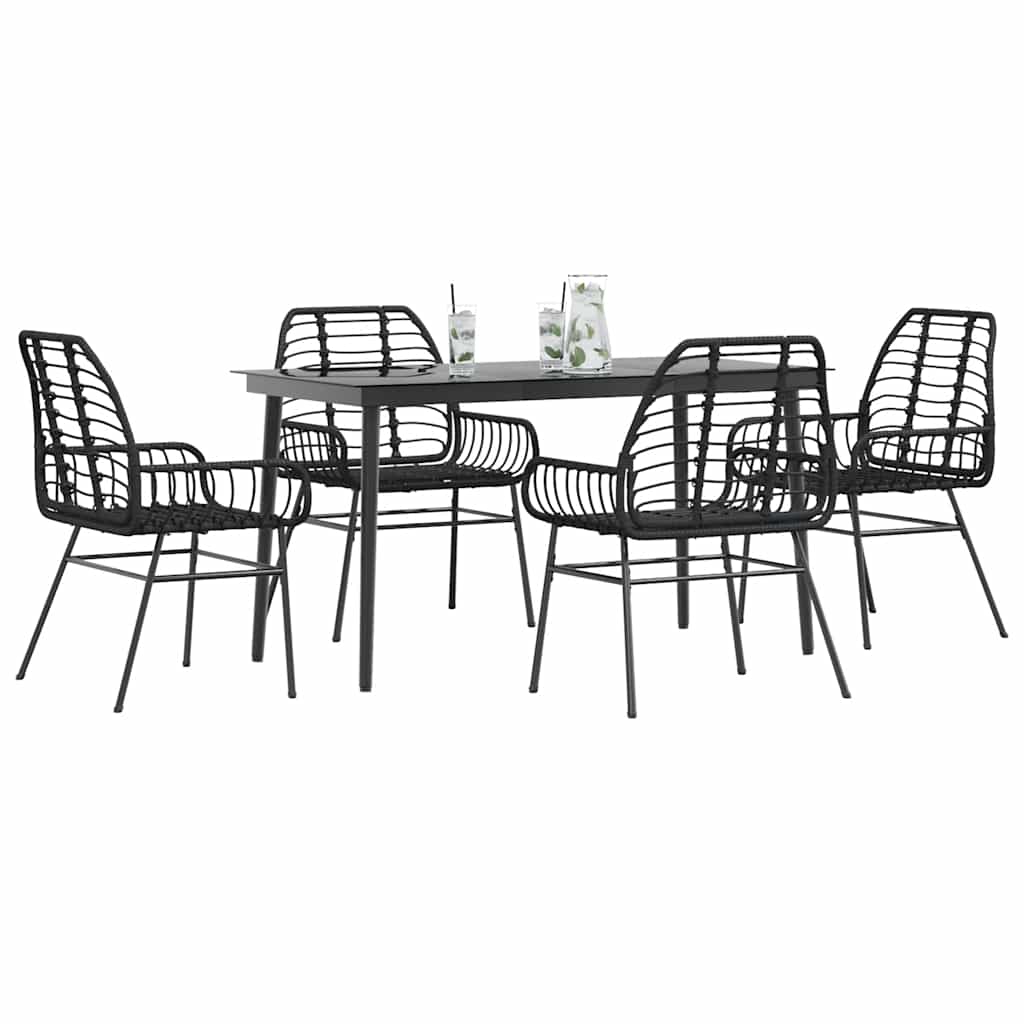 5-delige Tuinset poly rattan glas zwart is nu te koop bij PeponiXL, paradijselijk wonen!