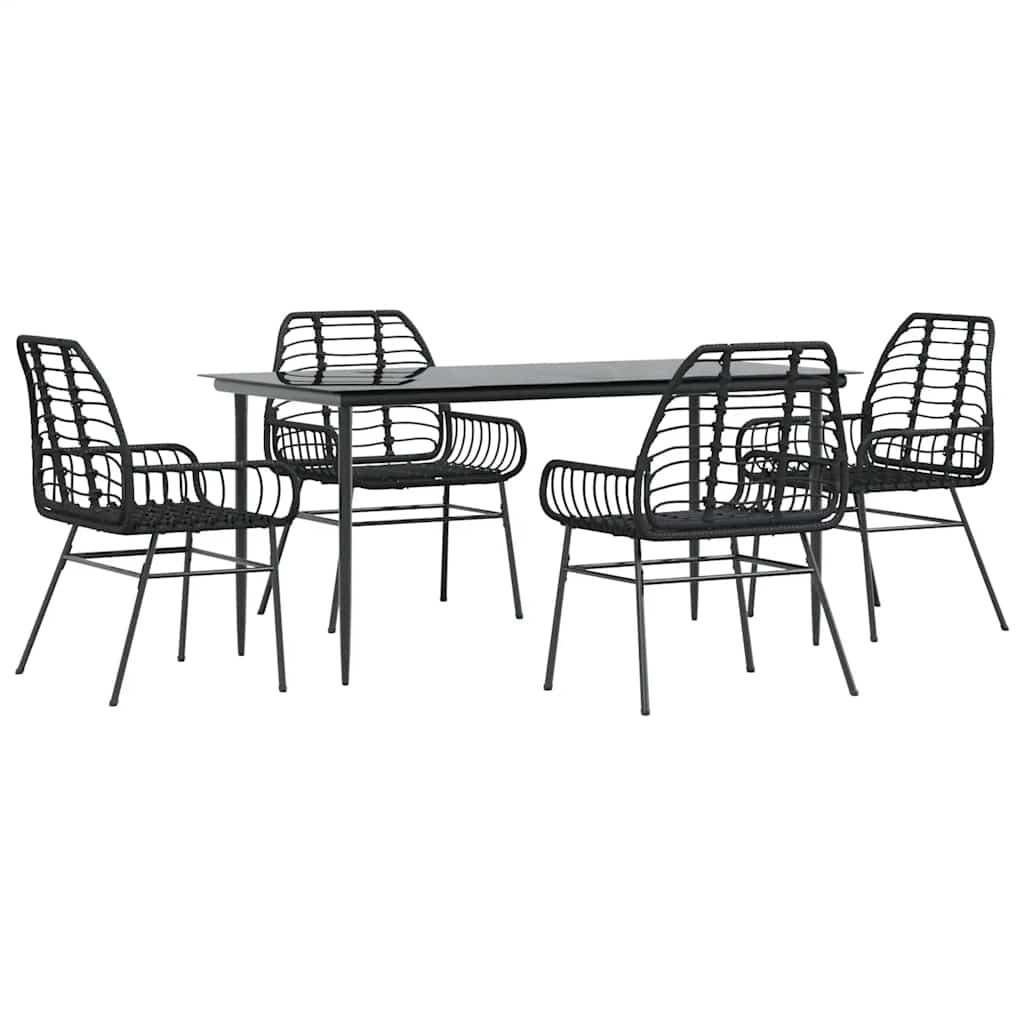 5-delige Tuinset poly rattan glas zwart is nu te koop bij PeponiXL, paradijselijk wonen!