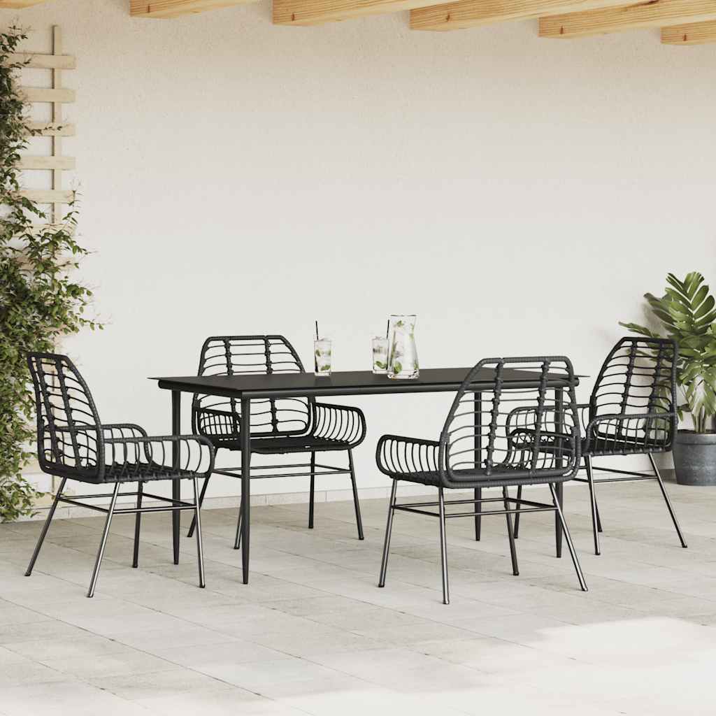 5-delige Tuinset poly rattan glas zwart is nu te koop bij PeponiXL, paradijselijk wonen!