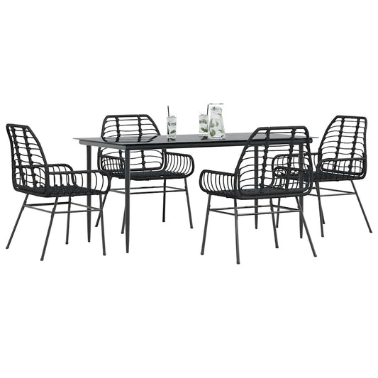 5-delige Tuinset poly rattan glas zwart is nu te koop bij PeponiXL, paradijselijk wonen!