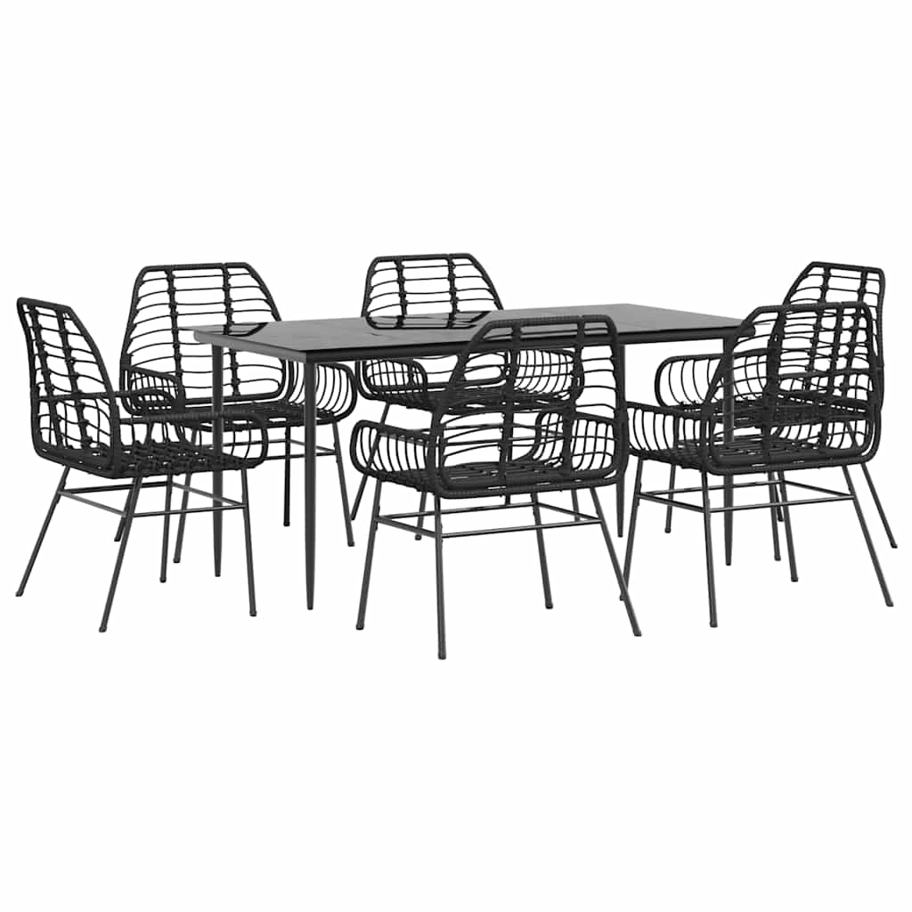 7-delige Tuinset poly rattan glas zwart is nu te koop bij PeponiXL, paradijselijk wonen!