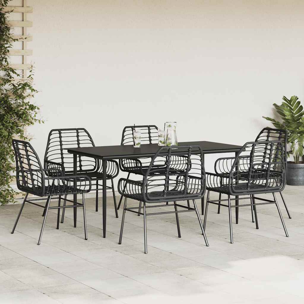 7-delige Tuinset poly rattan glas zwart is nu te koop bij PeponiXL, paradijselijk wonen!