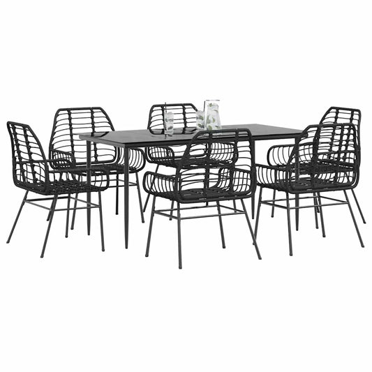 7-delige Tuinset poly rattan glas zwart is nu te koop bij PeponiXL, paradijselijk wonen!