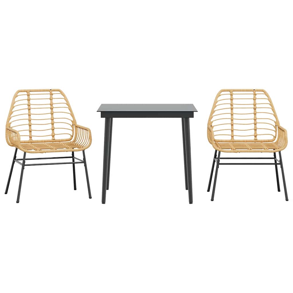 3-delige Tuinset poly rattan glas bruin is nu te koop bij PeponiXL, paradijselijk wonen!