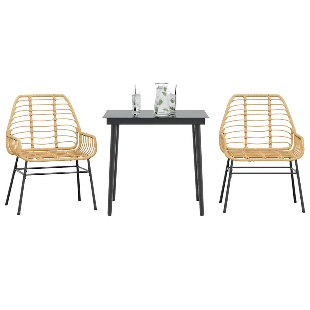 3-delige Tuinset poly rattan glas bruin is nu te koop bij PeponiXL, paradijselijk wonen!