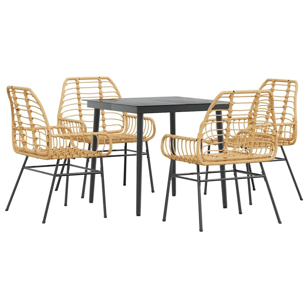 5-delige Tuinset poly rattan glas bruin is nu te koop bij PeponiXL, paradijselijk wonen!