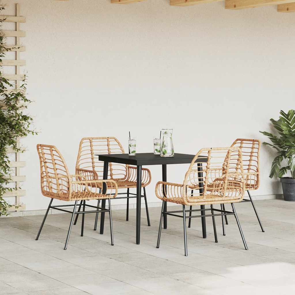 5-delige Tuinset poly rattan glas bruin is nu te koop bij PeponiXL, paradijselijk wonen!